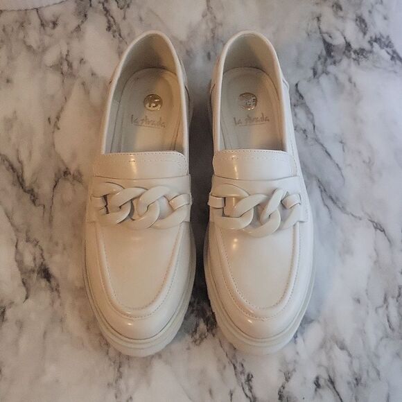 La Strada Loafer Street Beige Vegan Leather Women Moccasins Size EUR 38 ( US 8 ) - Picture 7 of 16